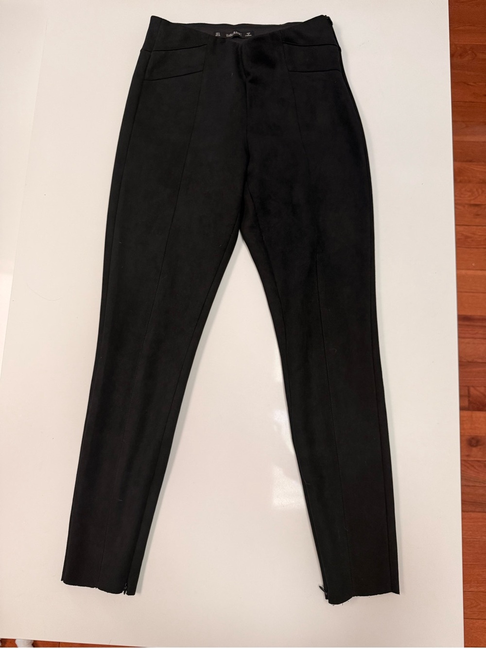Zara Black High-Rise Skinny Sueded Ponte Pants, zippered ankle - Picture 4 of 14